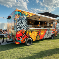 Camion de restauration mobile en fibre de verre personnalisé avec cuisine complète et équipement de cuisine professionnel