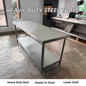 Commercial Kitchen Stainless Steel Work Table with Bottom Shelf Easy Setup Easy Cleaning - Product Image 2