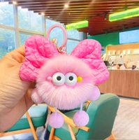Offre Spéciale dessin animé Animal pompon en peluche voiture sac pendentif nœud papillon accessoires nouveau créatif arc petite boule de charbon en peluche voiture porte-clés