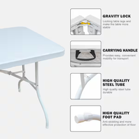 Table pliante réglable Rectangulaire en plastique Portable 4ft 5ft 6ft 8ft Outdoor Camping Table pliante en plastique