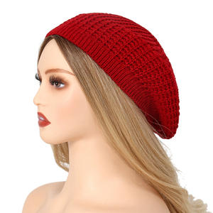 Chapeau béret en tricot d'hiver uni pour <span class=keywords><strong>femme</strong></span>, chaud, en <span class=keywords><strong>crochet</strong></span>, chapeau de peintre polyvalent pour <span class=keywords><strong>femme</strong></span> - Product Image 3