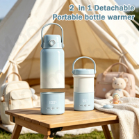 Chauffe-lait portable pour bébé, détachable, chauffe rapidement en 2 minutes, 35-55 ℃   Chauffe-biberon intelligent pour les voyages, idéal pour les activités de plein air, la voiture, le camping et l'hôtel