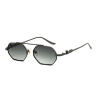 Lunettes de soleil tendance 2027 avec logo personnalisé, montures métalliques polygonales, mode tendance pour femmes et hommes