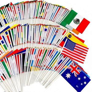2026 EE. UU.-Canadá-México para los 48 mejores aficionados nacionales 8 Banderas para Agitar con la Mano, 21*14cm, Asta de Plástico, Poliéster, Hechas en China - Product Image 3