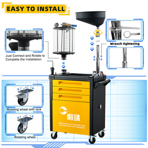 Waste Oil Drainer Extrator Pneumático Waste Oil Com Toolbox Set Garagem Oficina Equipamento com <span class=keywords><strong>70L</strong></span> Capacidade - Product Image 6