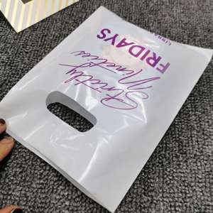 custom Biodegradable plastic shopping bag Romantic pink plastic ldpe die cut handle gift bag wholesale manufacture