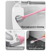 Ensemble de brosses électriques sans fil pour toilettes en PP Brosse à cuvette en silicone et support pour salle de bain Kit de nettoyage