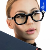Lunettes photochromiques octogonales anti-lumière bleue de haute qualité pour les personnes haut de gamme, lunettes en acétate