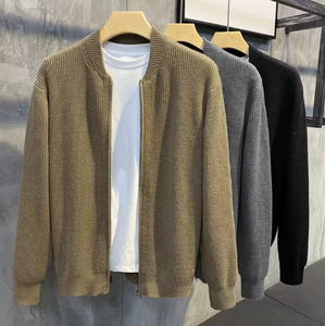 Cardigan Homme à Double Fermeture Éclair – Collection Printemps-Automne 2025 – Pull Tricoté Uni Simple et Polyvalent – Veste Tendance - Product Image 1