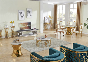 Hot Bán Vòng Bàn Ăn Đặt Sang Trọng Bằng Đá Cẩm Thạch Bàn Đám Cưới Và Ghế Hiện Đại Vàng Thép Không Gỉ Khách Sạn Tiệc Bàn Ăn Tối - Product Image 6