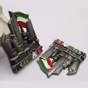 Aimant de réfrigérateur souvenir en métal antique personnalisé avec le drapeau national du Koweït pour la vente en gros - Product Image 5