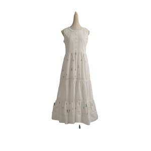 French Pastoral Style Floral Print Sleeveless A Line Long Dress For Women Summer Fresh Sweet Casual Dress - Product Image 4