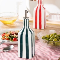 Botol Minyak Keramik Bergaris Lukis Tangan Modern Kreatif Lelyi, Botol Minyak Zaitun Ramah Lingkungan, Botol Bumbu Dapur, Botol Kecap
