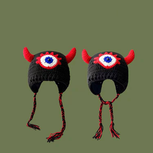 <span class=keywords><strong>Handmade</strong></span> dệt kim Halloween Gangster Balaclava Mặt nạ 3 lỗ đầy đủ Mặt bìa phim hoạt hình động vật Tai Crochet Mũ kỹ thuật số phổ biến - Product Image 3