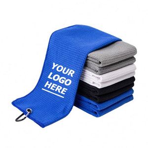Toalla de Golf de Microfibra con Clip Mosquetón y Logotipo Personalizado - Toalla Deportiva de Secado Rápido con Textura de Piña - Product Image 1