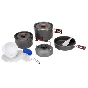 Ensemble de cuisine de camping léger et compact en aluminium, casseroles, poêle, bouilloire, portable - Product Image 1