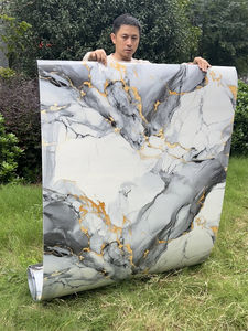 Film vinyle doré en marbre Papier peint anti-rayures imperméable Blanc avec doublure dorée Film protecteur décoratif en marbre doré - Product Image 5