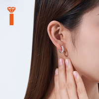 Boucles d'oreilles créoles rondes en moissanite, sertissage pavé, argent S925, hypoallergéniques, pour le bureau et le quotidien