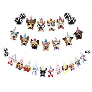Cross-Border Exclusivo Nuevo Perro Emoticon Fiesta de cumpleaños Banner Papel Mascota Cumpleaños Decoración Banner - Product Image 1