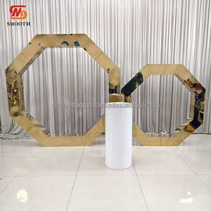 SMOOTH Stainless Steel <b>Gold</b> Mirror Octagonal Solid Wedding Arch Metal <b>Backdrop</b> for Birthday Events - Product Image 4