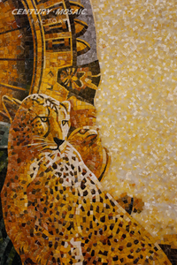 กระเบื้องโมเสคศิลปะลายเสือดาวสีทองแบบสั่งทำพิเศษจาก Centurymosaic สำหรับตกแต่งผนัง - Product Image 4