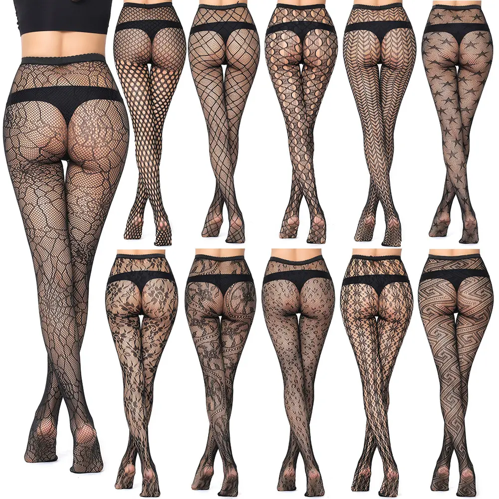 TBSPopular Hawaii Fishnet Patterned Women Hoseiry Tights Dark Green Seamless Pantyhose