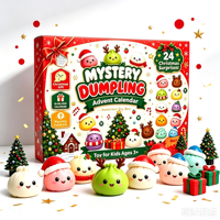 Calendrier de l'Avent 24 surprises en forme de ravioli, jouets sensoriels mignons à presser, collection de jouets anti-stress, boîte cadeau de compte à rebours des fêtes en résine époxy
