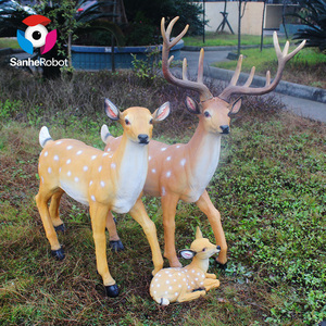 Estatua de <span class=keywords><strong>animales</strong></span> de tamaño Real, escultura de <span class=keywords><strong>animales</strong></span> de fibra de vidrio, modelo de ciervo Real para Parque, jardín, zoológico - Product Image 2
