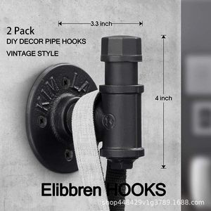 Industrial Style Wall Mounted Coat <b>Rack</b> Black Heavy Duty Round Hook For Farmhouse Decor - Product Image 2
