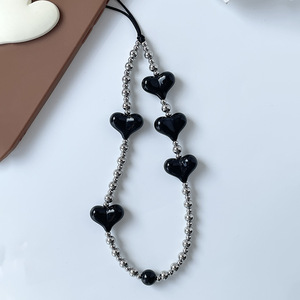 Ручной работы, акриловый бисер, красное сердце, любовь, ремешок для мобильного телефона, красочный кристалл, милое ожерелье из бисера, кулон для телефона - Product Image 3