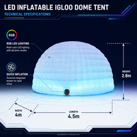 Tente igloo gonflable en tissu Oxford imperméable avec éclairage LED personnalisé pour les événements de festivals et de fêtes