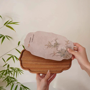 Juego de posavasos de madera de nogal, forma irregular, aislante del calor, antideslizante, para servir té y café en hoteles. - Product Image 3