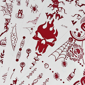 Tatouages temporaires phosphorescents style sombre : Crâne, toile d'araignée, Halloween – Autocollants corporels temporaires longue durée et imperméables pour fêtes - Product Image 4