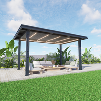 Toit à persiennes entièrement automatique Pergola extérieure étanche en aluminium imperméable à l'eau en MDF rétractable et pliable