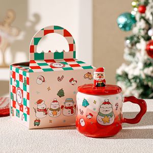 Christmas Ceramic Cup With Santa Lid And Festive Design <b>Gift</b> Boxed - Product Image 3