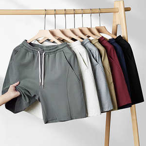 2025 Summer New <b>Elastic</b> <b>Waist</b> Stretchy Knit Loose Fit 5-Inch Sporty Casual Solid Plain Dyed <b>Shorts</b> - Product Image 1