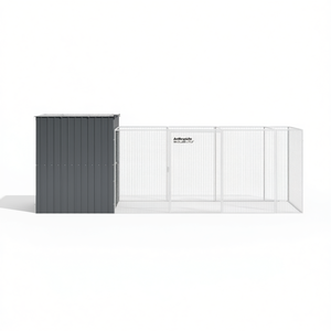 Cuccia per Cani in Acciaio Zincato Antracite 84.3x260.2x71.3 Pollici con Recinto Esterno per Animali Domestici - Product Image 1