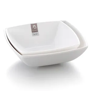 Mới Vuông Thiết Kế Tái Sử Dụng Trắng Melamine Salad Nhựa Lớn Bát