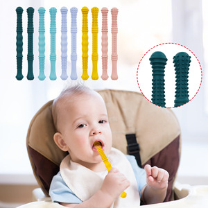 Sucettes de dentition en silicone pour bébés, tubes creux, pour bébés de 6 mois et plus, avec matériau sans BPA et design bouillable. - Product Image 1