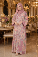 Robe longue ample de luxe à imprimé floral brodé de sequins pour les vacances, le Ramadan, les réunions, ODM, Abaya en polyester
