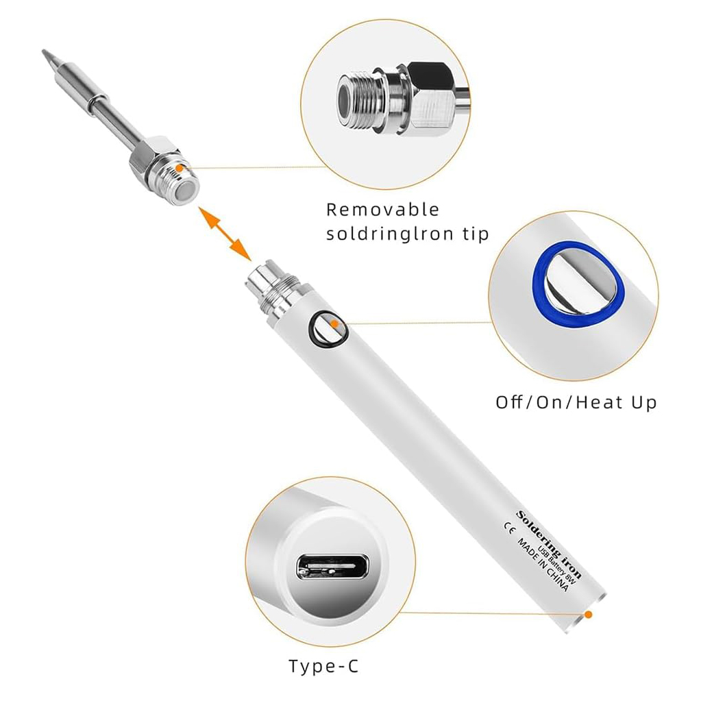Kit Fer à Souder USB 8W – Rechargeable 800 MAh – Température Réglable – Neuf