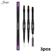 Lot de 5 pinceaux professionnels pour nail art à tête plate ovale avec manche métallique violet dégradé et stylo racloir ombré double tête
