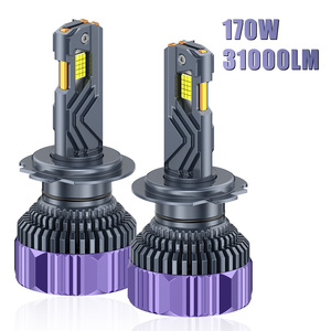 Feux LED universels pour voiture 170W Trois tubes en cuivre Accessoires auto H1 H3 H11 HB3 HB4 H7 Ampoules de phares LED - Product Image 2