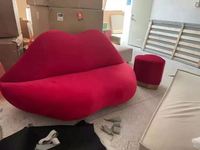 Sofá de Tela con Forma de Labios Rojos GEDO Creative, Sofá Pequeño para Ahorrar Espacio en la Sala de Estar