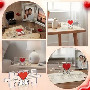 Valentine's Day Couple Gifts Male Female Friends Ornaments 2D Flat Acrylic Jigsaw <b>Puzzle</b> <b>Table</b> Desktop Decoration - Product Image 4