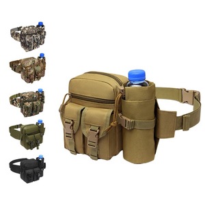 Tactical Waist Pack With Water Bottle Holder Outdoor Sports Men's Khaki Green Black Camouflage Oxford Cloth - Product Image 1
