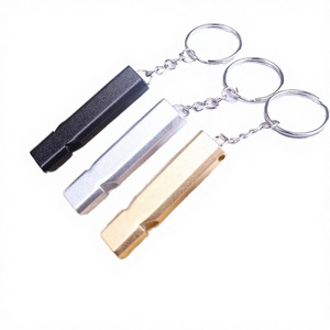 2025 Sifflet explosif à <span class=keywords><strong>double</strong></span> tube en acier inoxydable haute fréquence, porte-clés gaufré en forme de coquille de fusil de chasse haute performance avec <span class=keywords><strong>mousqueton</strong></span> - Product Image 2