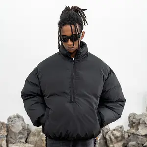 Custom Logo Winter Down Pullover Padded Bubble Quilted Anorak Oversize Puffer Jacket for Men