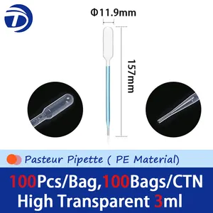 Laboratory Supplies 3 Ml Volume Plastic Pipette Transfer Pipette Disposable Lab Consumable Pasteur Pipettes