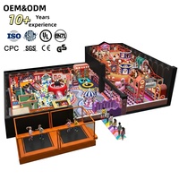 Equipo de juegos interior personalizado: andamio rojo, tobogán multinivel rosa, piscina de bolas, carusel HAPPY BOWLING, trampolín |   FEC para Niños